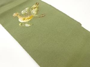 縮緬地金彩鳥模様織出し名古屋帯